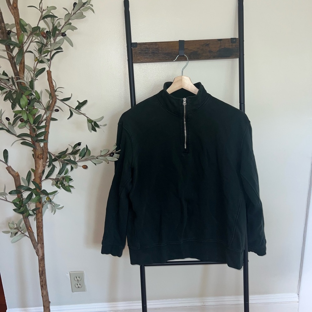 Zara Men's Forest Green Zip-Up Sweater